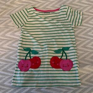 Boden Green Striped Tunic Tee with Cherry pocket details